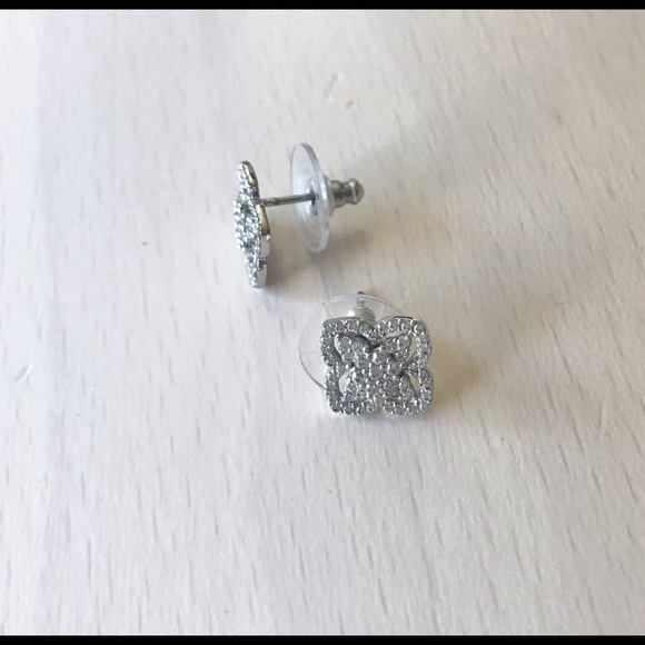 Silver CZ Stud Earrings - Picture 3 of 3